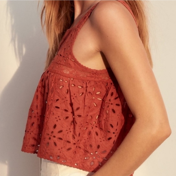 "La Boheme" by Wilfred, rusty orange eyelet tank, size small. - Picture 2 of 10